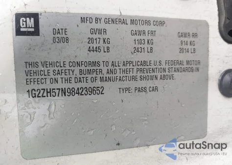 2008 Pontiac G6 Gt from USA, damaged, VIN 1G2ZH57N984239652